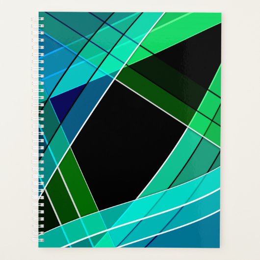 Abstract, geometrisch, groen, blauw, zwart planner (Voorkant)