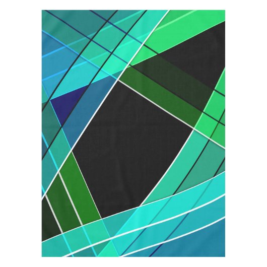 Abstract, geometrisch, groen, blauw, zwart tafelkleed (Voorkant)