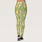 Abstract Geometrisch Groen Geel Patroon op Grijs Leggings (Achterkant)