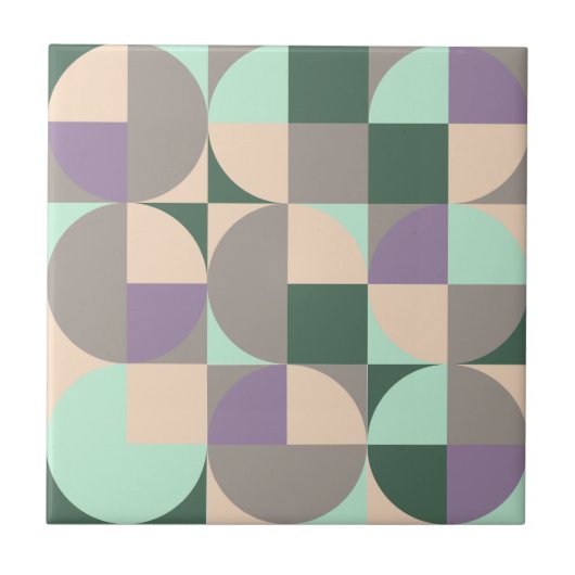 Abstract geometrisch groen lavendelbeige tegeltje (Voorkant)