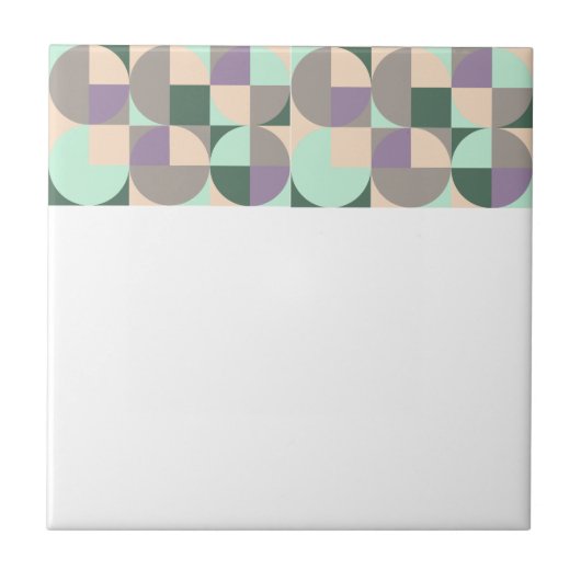 Abstract geometrisch groen lavendelbeige tegeltje (Voorkant)
