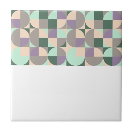 Abstract geometrisch groen lavendelbeige tegeltje (Voorkant)