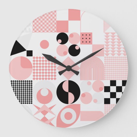 Abstract geometrisch: heldere vormen grote klok (Voorkant)