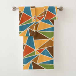 Abstract geometrisch in retro kleuren bad handdoek