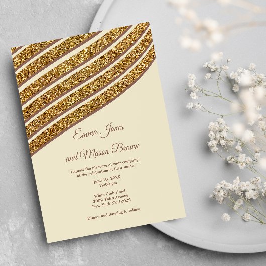 Abstract geometrisch ivoorgoud glitter Wedding Kaart