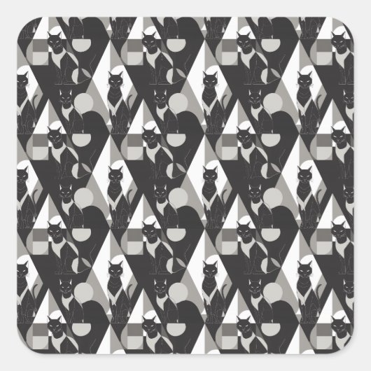 Abstract geometrisch katontwerp op basis van stick vierkante sticker (Voorkant)
