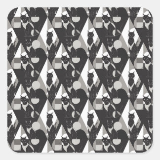 Abstract geometrisch katontwerp op basis van stick vierkante sticker