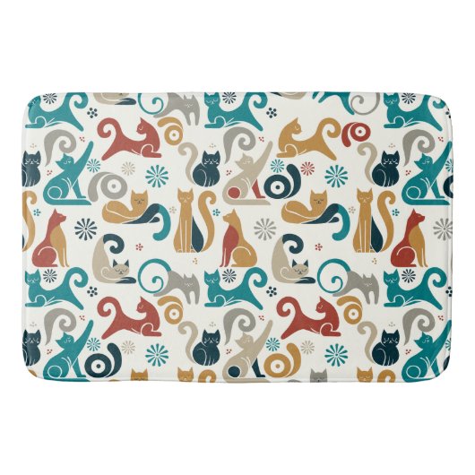 Abstract geometrisch kattenpatroon badmat (Voorkant)