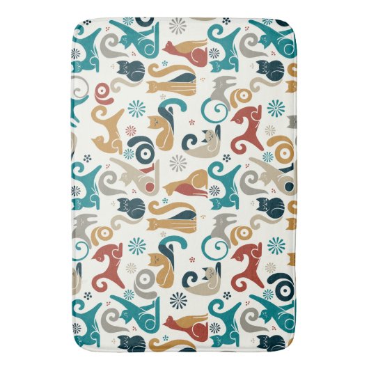 Abstract geometrisch kattenpatroon badmat (Voorkant Verticaal)