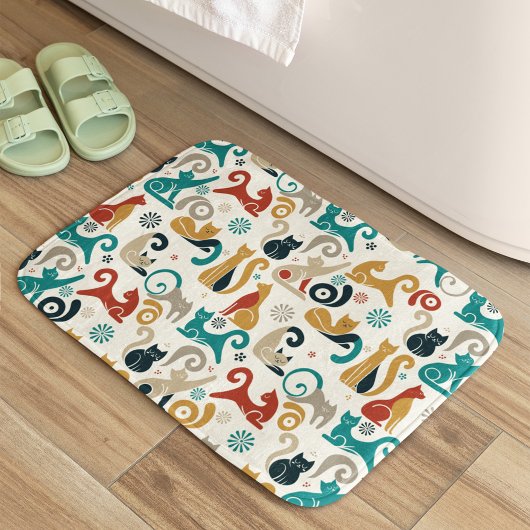 Abstract geometrisch kattenpatroon badmat