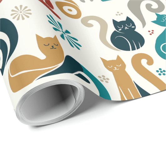 Abstract geometrisch kattenpatroon cadeaupapier (Rol Hoek)