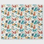Abstract geometrisch kattenpatroon cadeaupapier (Vlak)