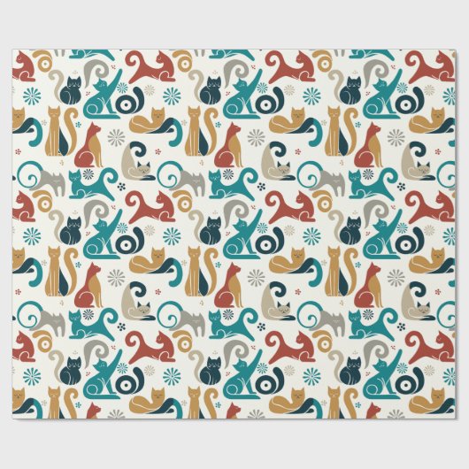 Abstract geometrisch kattenpatroon cadeaupapier (Vlak)