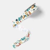 Abstract geometrisch kattenpatroon grosgrain lint (Achterkant)