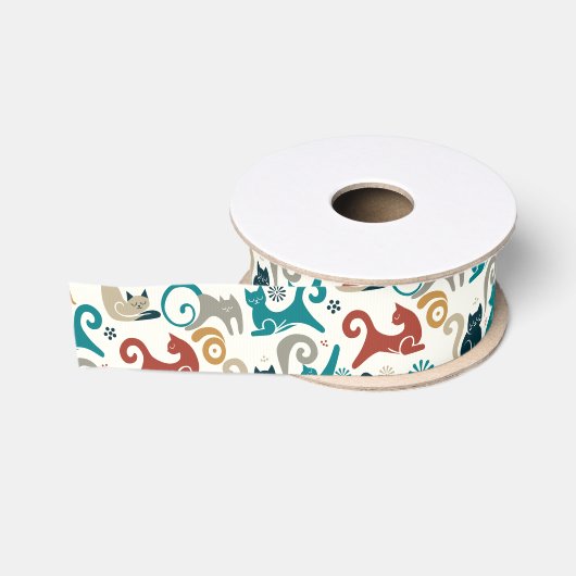 Abstract geometrisch kattenpatroon grosgrain lint (Spoel)