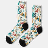 Abstract geometrisch kattenpatroon sokken (Links)