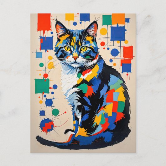 Abstract geometrisch kattenschilderij briefkaart (Voorkant)