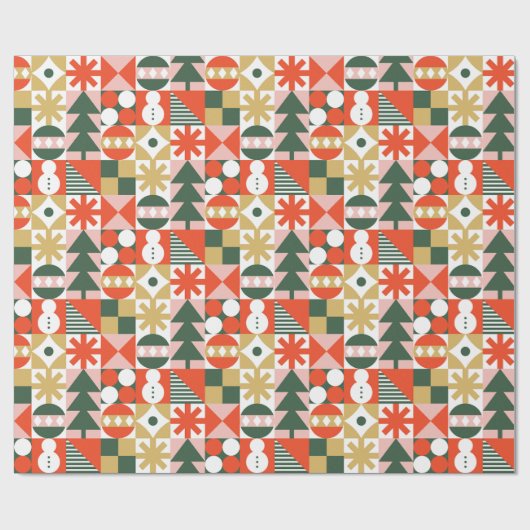 Abstract geometrisch kerstpatroon cadeaupapier (Vlak)