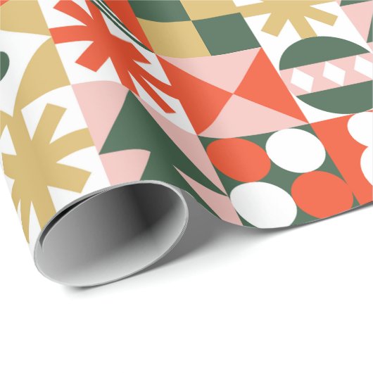 Abstract geometrisch kerstpatroon cadeaupapier (Rol Hoek)