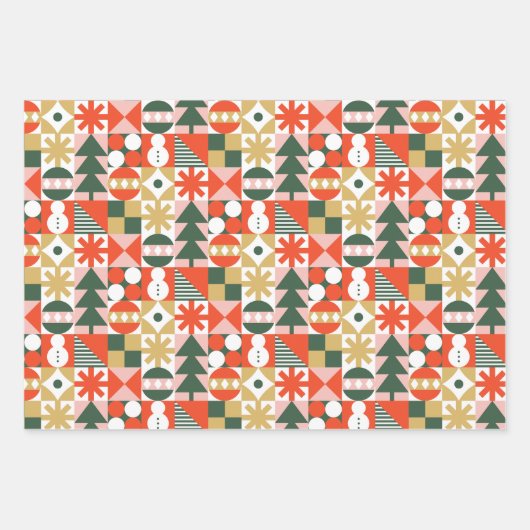 Abstract geometrisch kerstpatroon inpakpapier vel (Voorkant 2)
