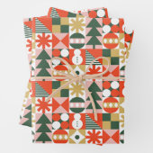 Abstract geometrisch kerstpatroon inpakpapier vel (In situ)