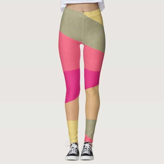 Abstract Geometrisch Kleurblok Leggings (Voorkant)