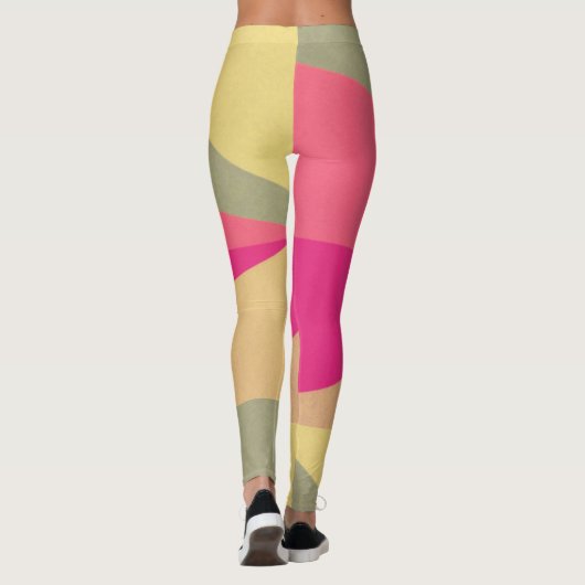 Abstract geometrisch kleurenblok leggings (Achterkant)