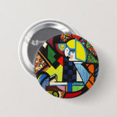 Abstract Geometrisch Kleurig Modernistisch Schilde Ronde Button 5,7 Cm (Voorkant /achterkant)