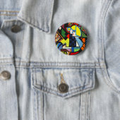 Abstract Geometrisch Kleurig Modernistisch Schilde Ronde Button 5,7 Cm (In situ)