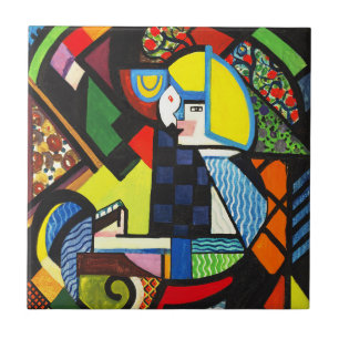 Abstract Geometrisch Kleurig Modernistisch Schilde Tegeltje