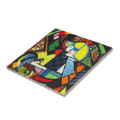 Abstract Geometrisch Kleurig Modernistisch Schilde Tegeltje (Zijkant)