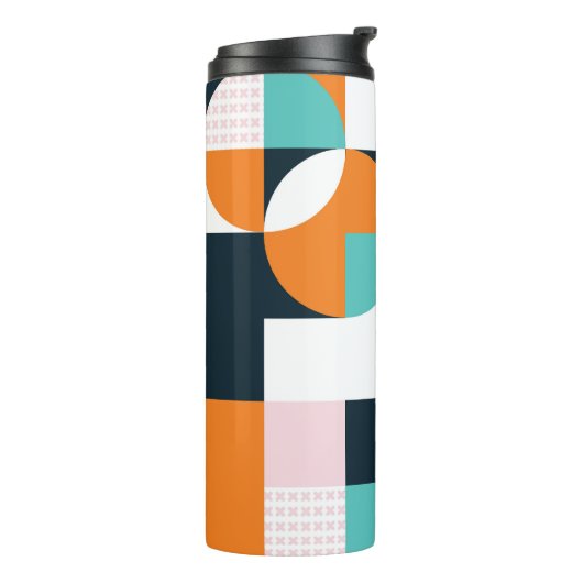 Abstract geometrisch: kleurrijk 3D-effect. Thermosbeker (Gedraaid links)