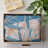 Abstract Geometrisch Koel Blauw Perzik Weefselpapi Tissuepapier (Geschenk)