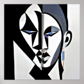Abstract Geometrisch Kubistisch Gezicht Poster (Voorkant)