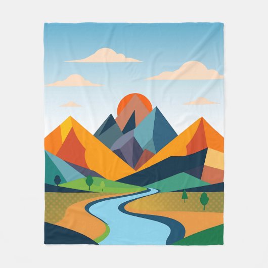 Abstract Geometrisch Landschap Fleece Deken (Voorkant)