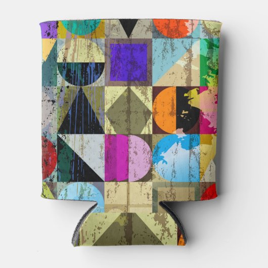 Abstract geometrisch: lijnen en spatten blikjeskoeler (Voorkant)