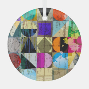 Abstract geometrisch: lijnen en spatten glas ornament