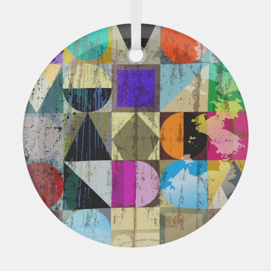 Abstract geometrisch: lijnen en spatten glas ornament (Voorkant)