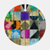 Abstract geometrisch: lijnen en spatten glas ornament (Achterkant)