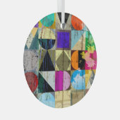 Abstract geometrisch: lijnen en spatten glas ornament (Voorkant Rechts)