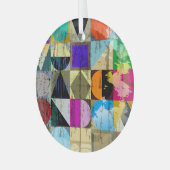 Abstract geometrisch: lijnen en spatten glas ornament (Voorkant links)