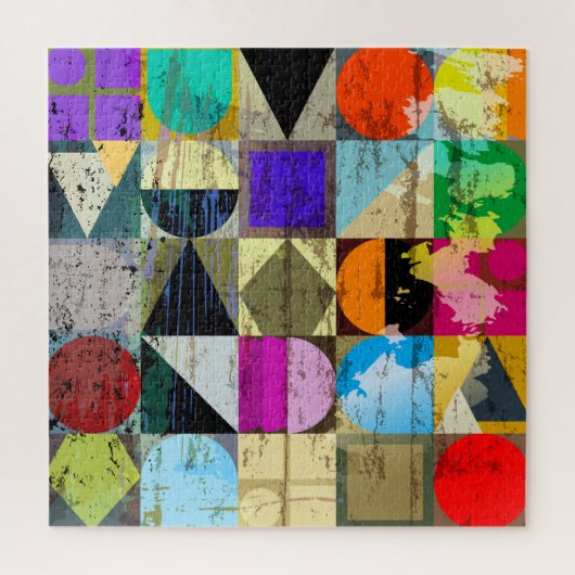 Abstract geometrisch: lijnen en spatten legpuzzel (Verticaal)