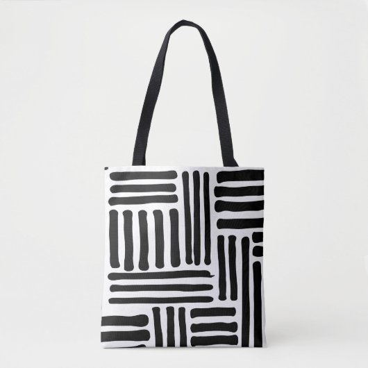 Abstract geometrisch lijnpatroon tote bag (Voorkant)