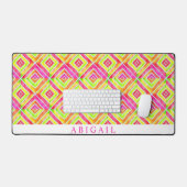 Abstract geometrisch magenta- en chartreusepatroon bureaumat (Keyboard & Muis)