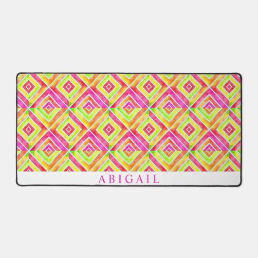 Abstract geometrisch magenta- en chartreusepatroon bureaumat (Voorkant)