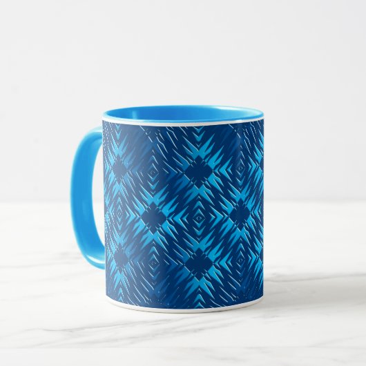 Abstract geometrisch marinepatroon mok (Voorkant links)