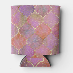 Abstract Geometrisch: Marokkaanse Gouden Waterverf Blikjeskoeler