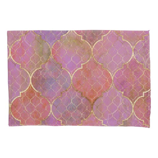 Abstract Geometrisch: Marokkaanse Gouden Waterverf Kussensloop (Voorkant)