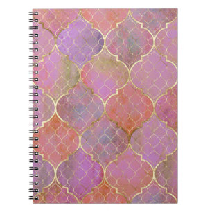 Abstract Geometrisch: Marokkaanse Gouden Waterverf Notitieboek