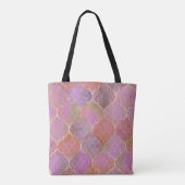 Abstract Geometrisch: Marokkaanse Gouden Waterverf Tote Bag (Achterkant)